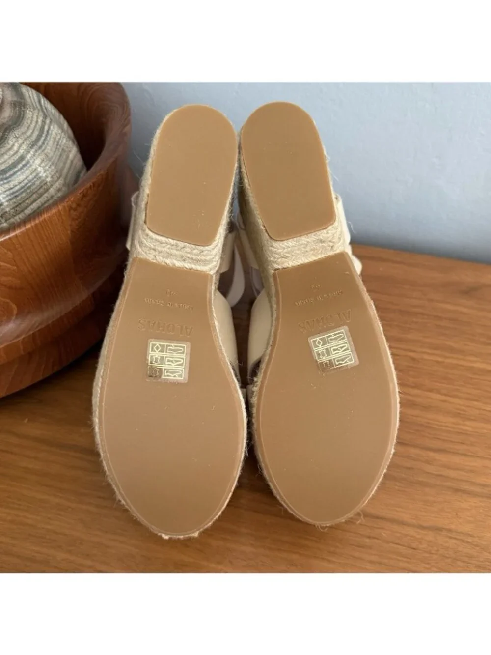 ALOHAS Lyla Cream Leather Espadrilles Platform Sandals Size 40